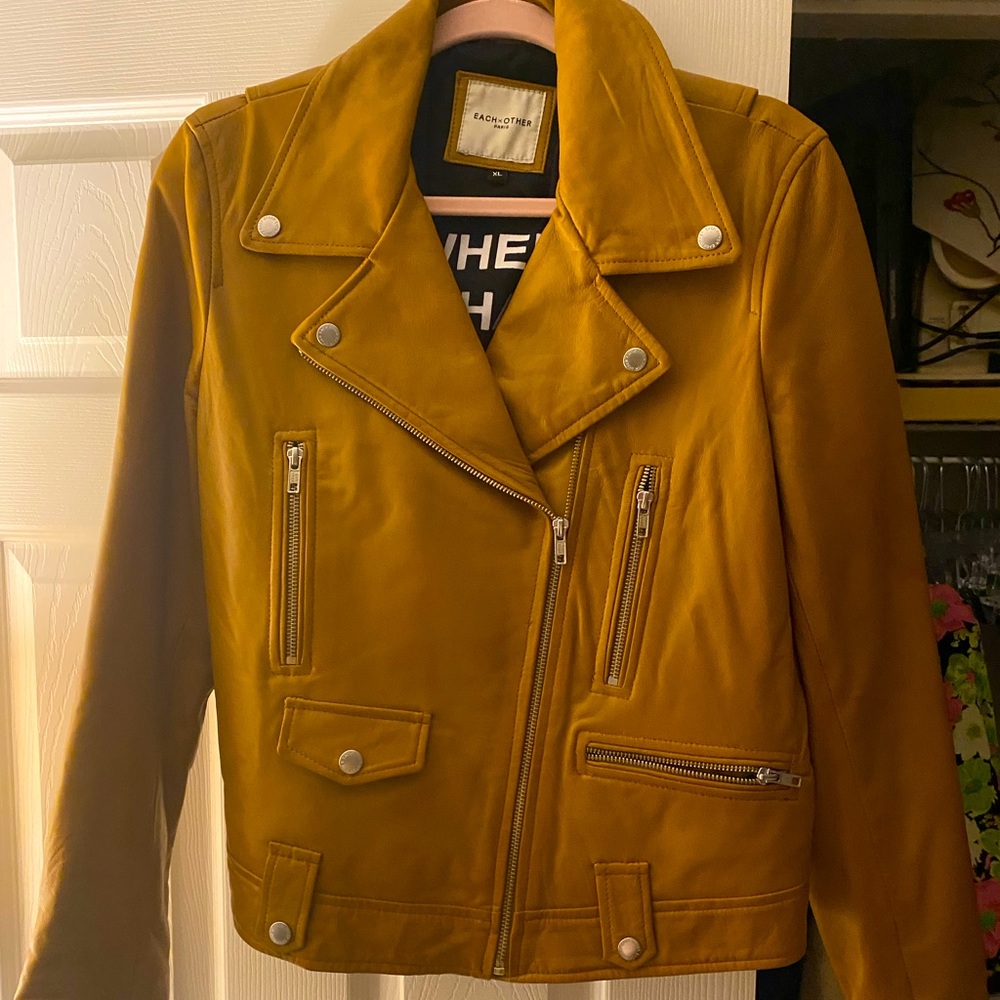 Each x Other leather Biker jacket In Camel Size XL 100% Genuine Lamb Leather